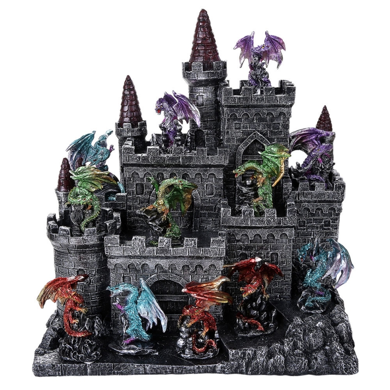 Medieval Castle with 12 Dragon Figures Set - Click Image to Close
