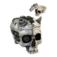 Steampunk Skull Hand Painted Resin Stash Box