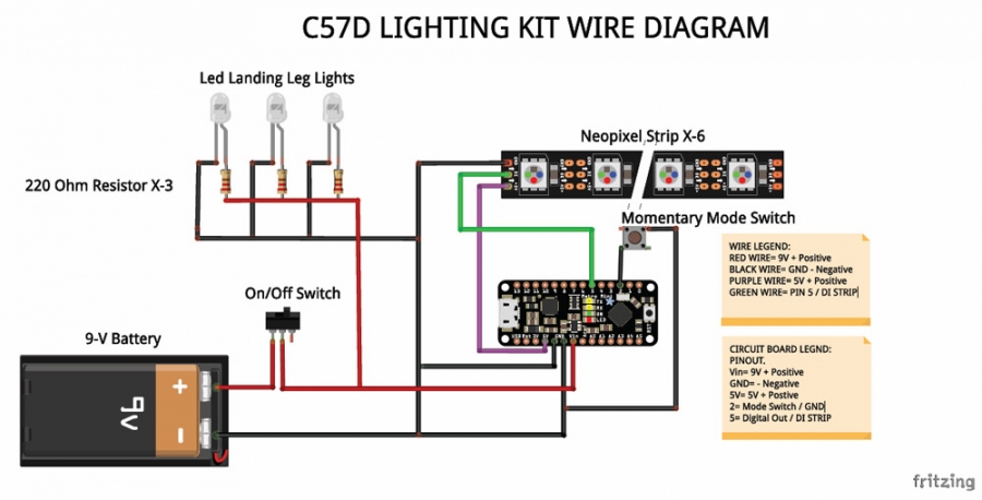 C57-D Model Accessory Lighting Kit for 12 Inch Model Kit by Polar Lights - Click Image to Close