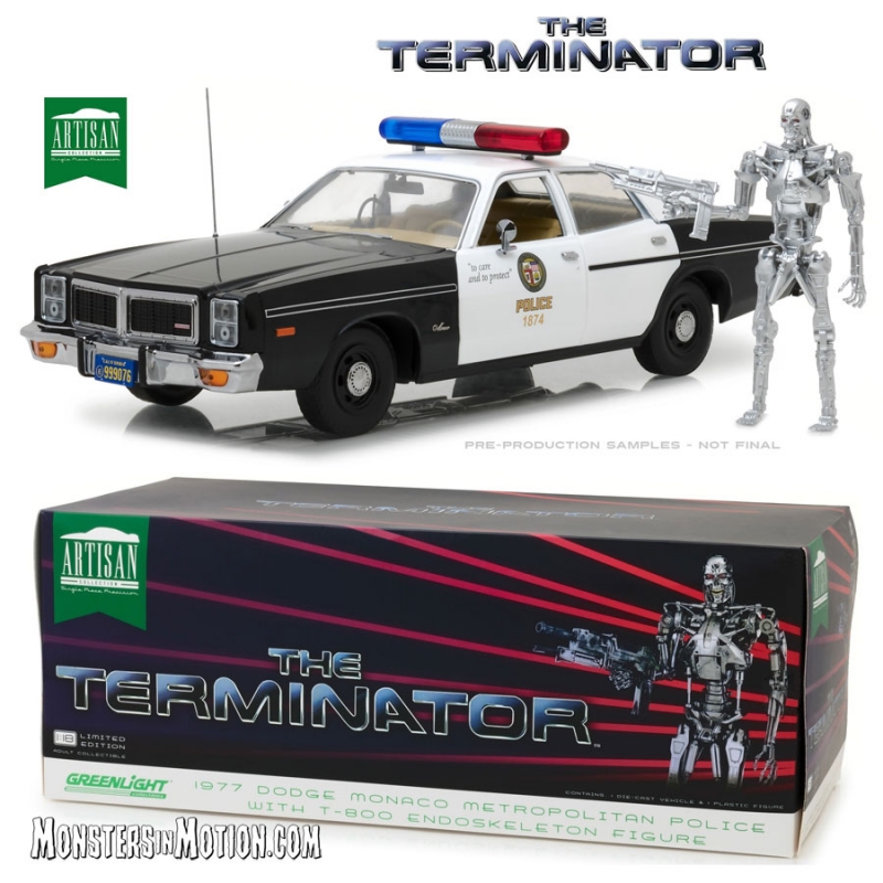 Terminator 1984 1/18 Scale 1977 Dodge Monaco Police W/ T-800 Figure - Click Image to Close