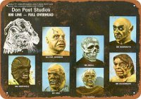 Don Post 800 LINE Monster Masks 1969 Metal Sign 9" x 12"