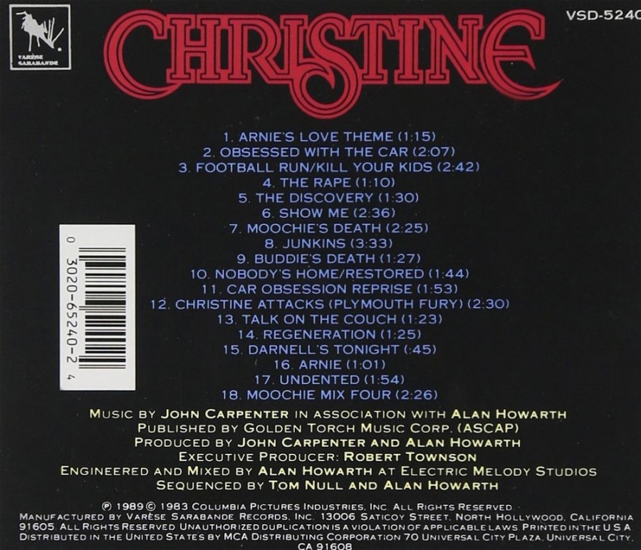 Christine Soundtrack CD John Carpenter - Click Image to Close