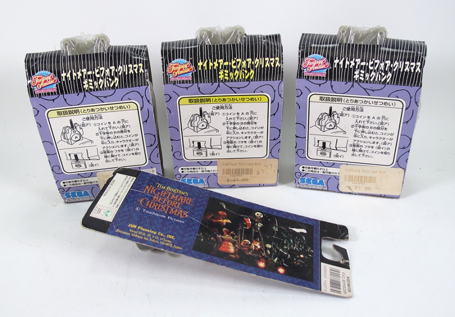 Nightmare Before Christmas 3 Electronic Coin Banks from Sega Japan plus Bonus - Click Image to Close