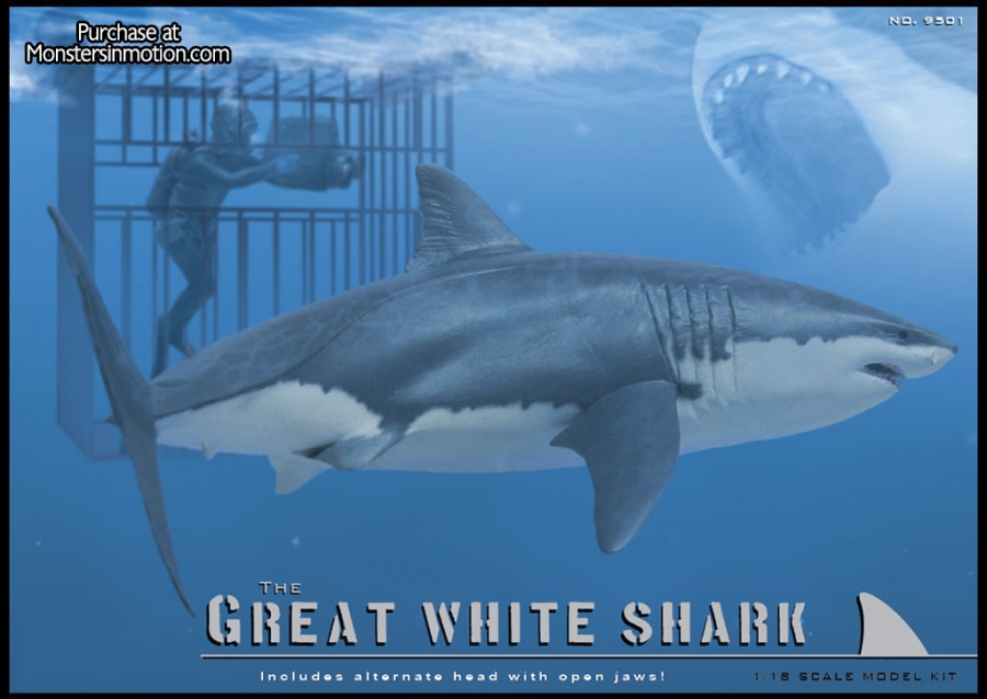 Great White Shark with Diver in Cage 1/18 Scale Model Kit - Click Image to Close