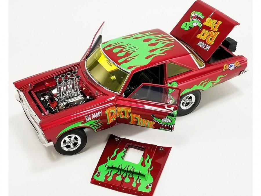 Rat Fink 1965 Plymouth AWB 1/18 Scale Diecast Replica - Click Image to Close