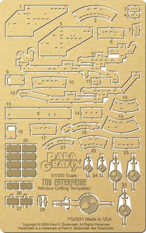 Star Trek TOS Enterprise 1/1000 Scale Window Drilling Templates for Model Kit