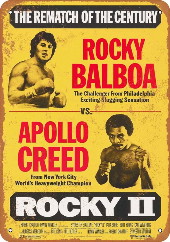Rocky Balboa vs. Apollo Creed 1979 10" x 14" Metal Sign - Click Image to Close