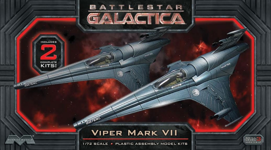 Battlestar Galactica 2003 Colonial Viper MK VII 1/72 Model Kit 2 pack by Moebius - Click Image to Close