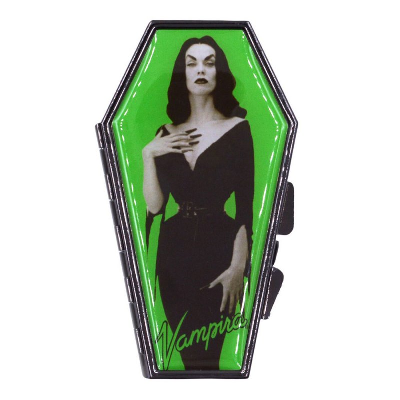 Vampira Portrait Green Coffin Compact - Click Image to Close