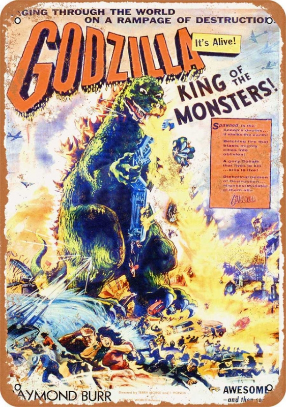 Godzilla King Of The Monsters 1956 Movie Poster Metal Sign 9" x 12" - Click Image to Close