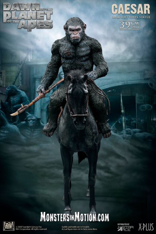Planet of the Apes Caesar on Horse with Spear Statue - Click Image to Close