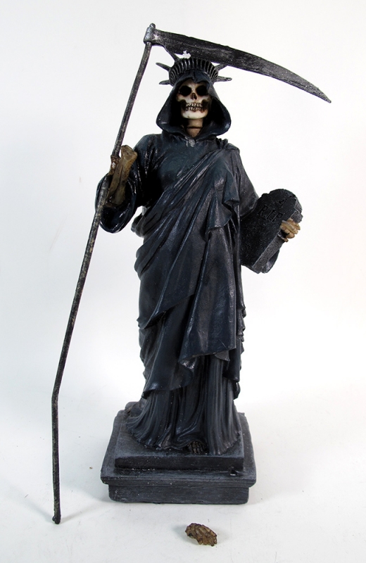 Statue of Liberty Grim Reaper Cold Cast Resin Statue DAMAGED - Click Image to Close