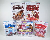 General Mills Monster Cereal Box Set 4 Pack Count Chocula, Frankenberry, Boo-Berry and Frute Brute