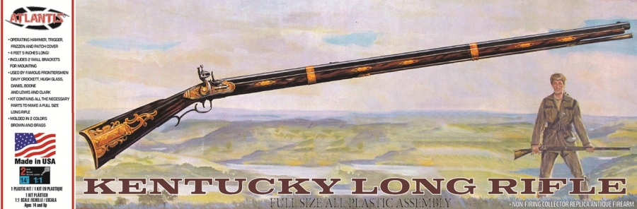 Kentucky Long Rifle Historic Firearms Frontiersman Full Size Replica Pyro Model Kit Re-Issue by Atlantis - Click Image to Close
