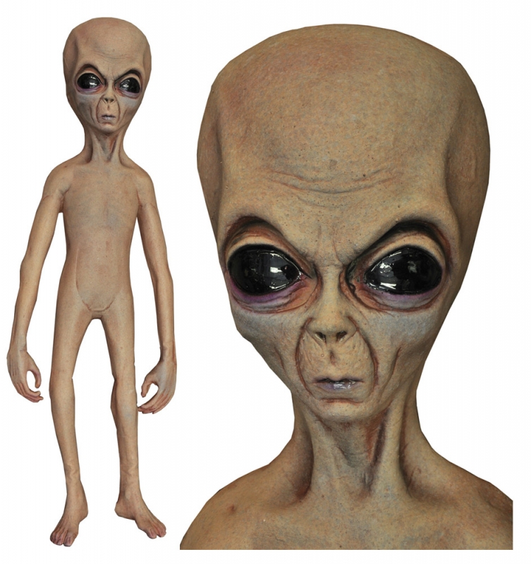 Alien Body UFO Roswell 4.5 Foot Tall Latex Foam Filled Prop - Click Image to Close