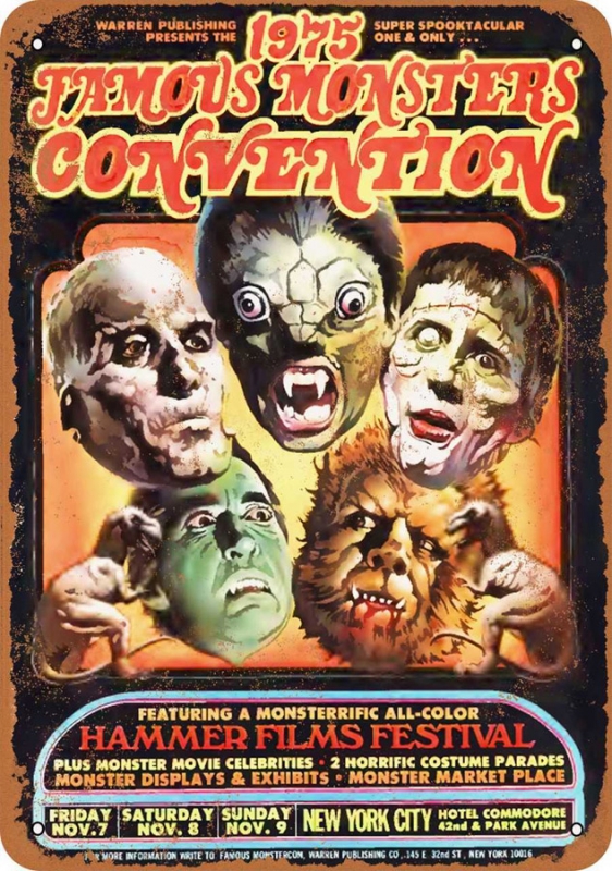 Famous Monsters Convention NYC 1975 Metal Sign 9" x 12" - Click Image to Close
