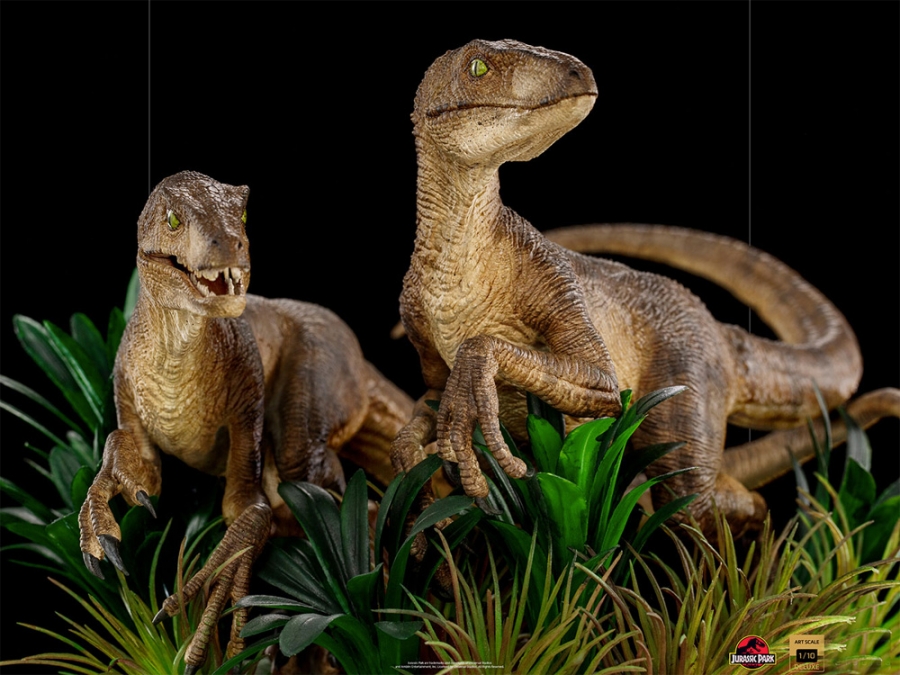 Jurrasic Park Just The Two Raptors Deluxe 1/10 Scale Statue - Click Image to Close