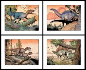 William Stout Dinosaur Series: The Jurassic Era (Set of 4) Art Prints