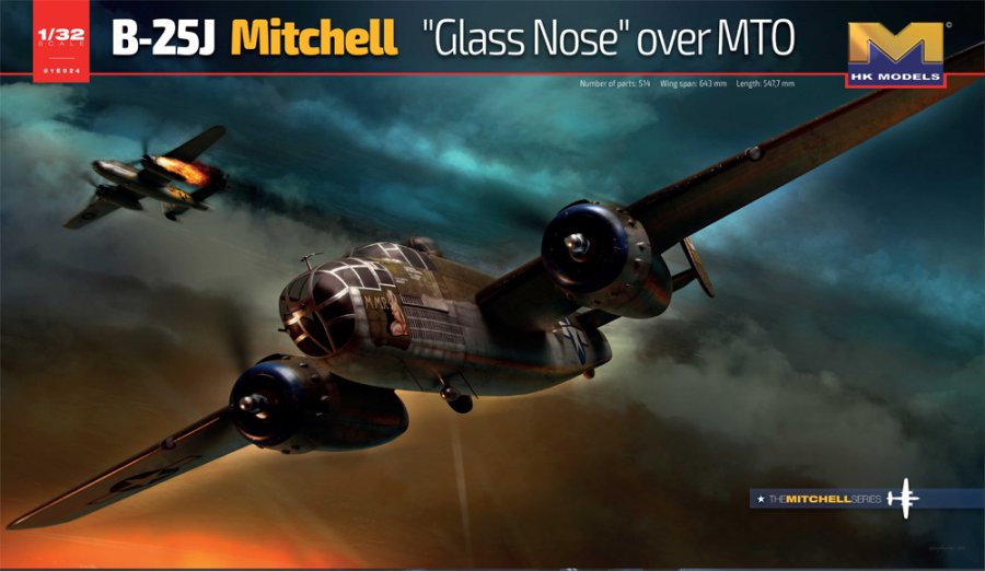 B-25J Mitchell "Glass Nose" over MTO 1/32 Scale Model Kit by HK Models - Click Image to Close
