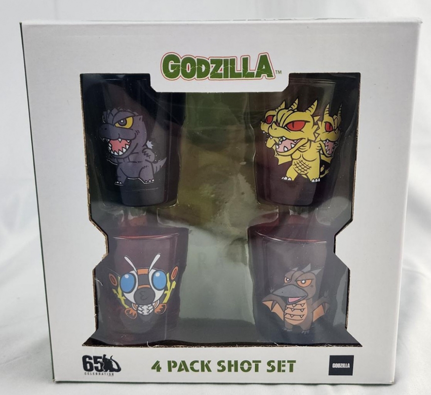 Godzilla Chibi 4 Piece Shot Glass Set Mothra Ghidorah Rodan - Click Image to Close