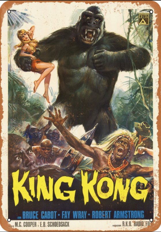 King Kong 1933 Italian Poster 10" x 14" Metal Sign - Click Image to Close