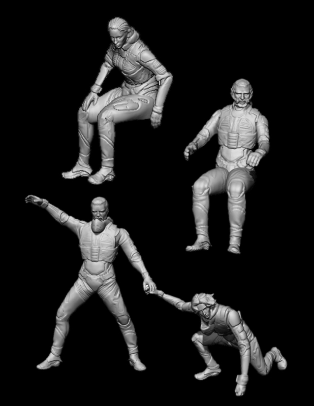 DUNE Ornithopter Crew Resin Figure Set for 1/72 Scale Model Kit - Click Image to Close
