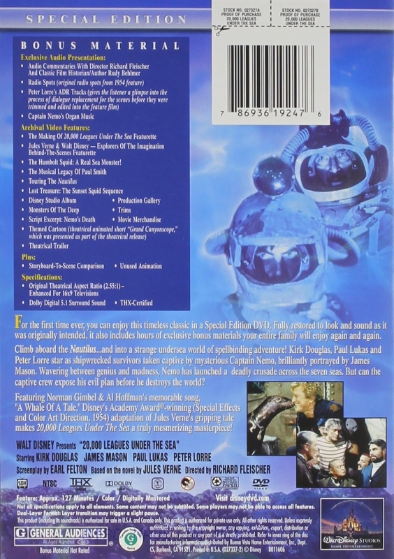 20,000 Leagues Under The Sea (Two-Disc Special Edition) DVD - Click Image to Close