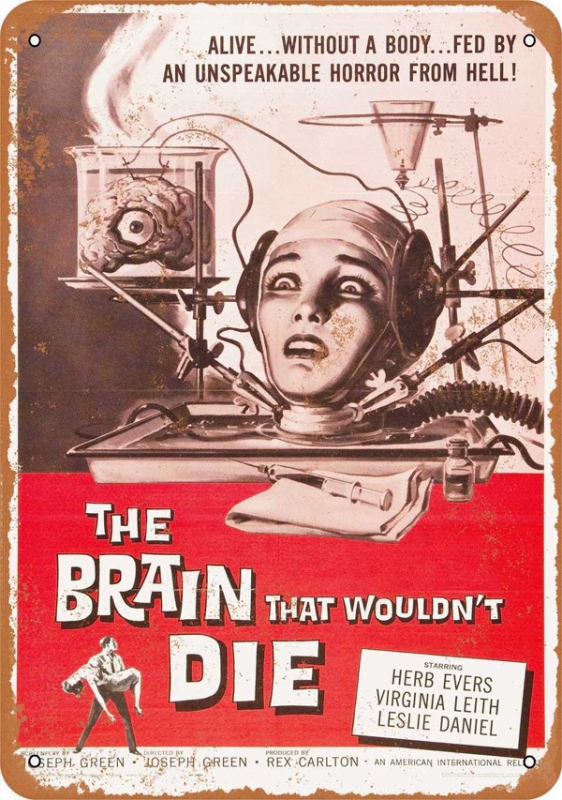 Brain That Wouldn't Die 1962 Movie Poster Metal Sign 9" x 12" - Click Image to Close