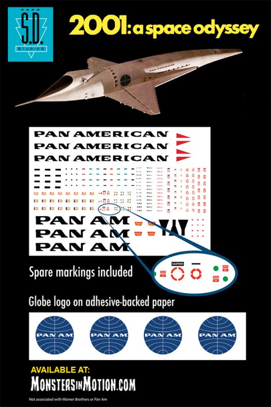 2001: A Space Odyssey Pan Am Decals for Orion Space Clipper 1/72 Scale Model Kit by Moebius - Click Image to Close