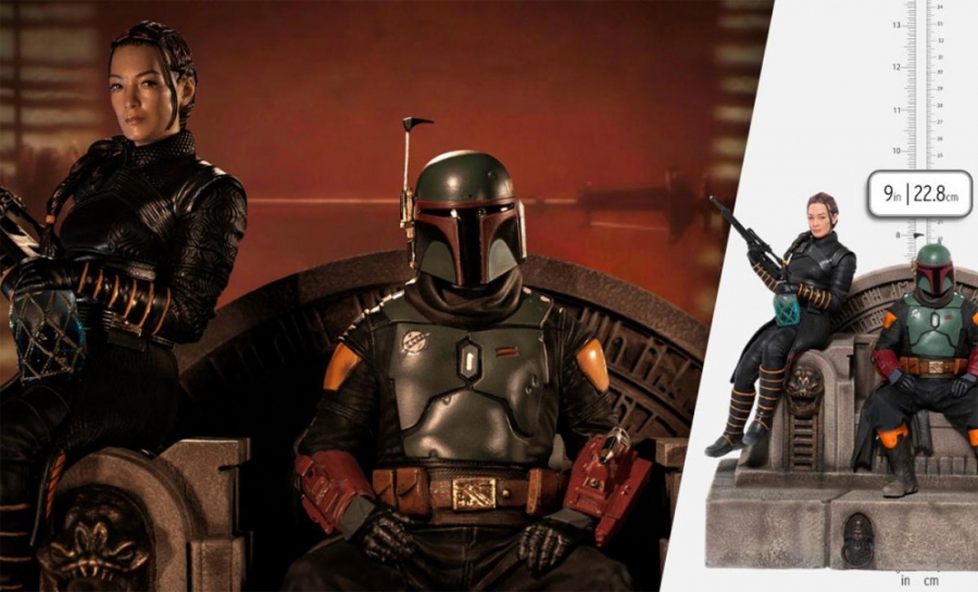 Star Wars Boba Fett & Fennec Shand on Throne Deluxe 1/10 Scale Statue - Click Image to Close