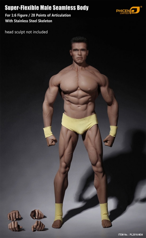 Male Body Seamless 1/6 Scale Super Flexible Muscular Version by Phicen - Click Image to Close