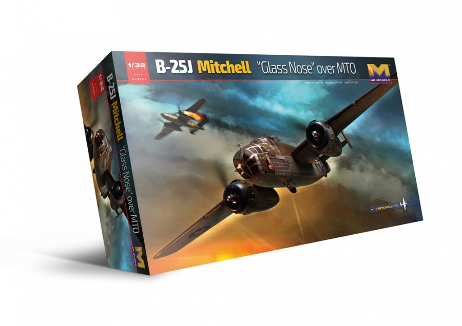 B-25J Mitchell "Glass Nose" over MTO 1/32 Scale Model Kit by HK Models - Click Image to Close