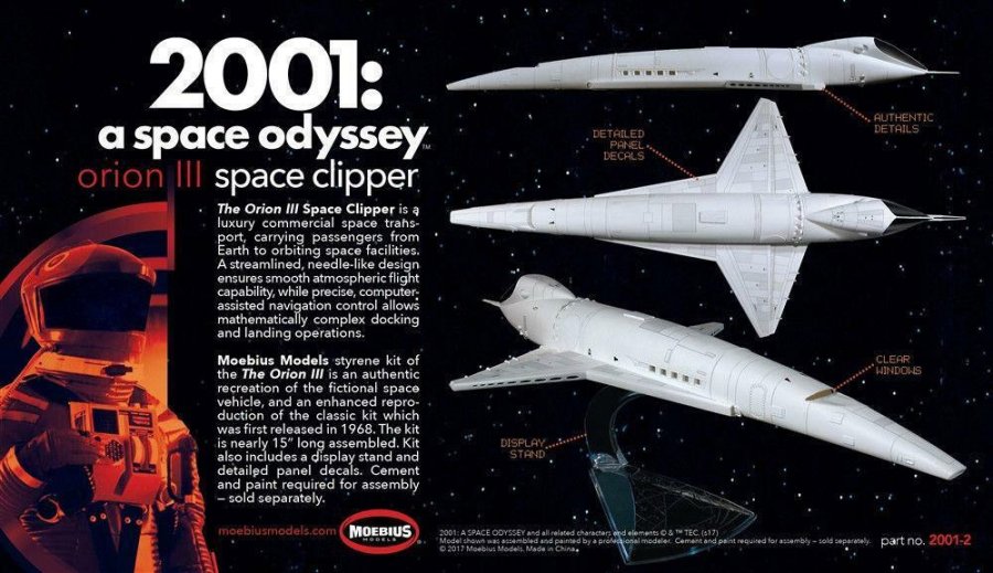 2001: A Space Odyssey Orion Space Clipper 1/160 Scale Model Kit by Moebius - Click Image to Close