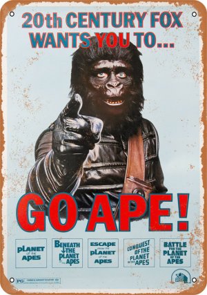 Planet of the Apes Go Ape 10" x 14" Metal Sign