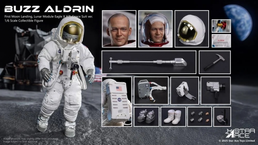 Buzz Aldrin First Moon Landing 1/6 Scale NASA Collectible Figure by Star Ace - Click Image to Close