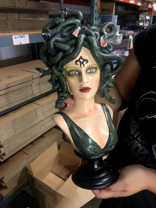 Medusa 15 Inch Statue Bust with LED Light Eyes - Click Image to Close