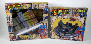 Superman Schylling Superman Leaps and Superman Express Litho Tin Wind-up Toy Set