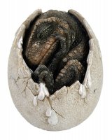 Dinosaur Egg Brown Dino Version 4" Hand Painted Statue
