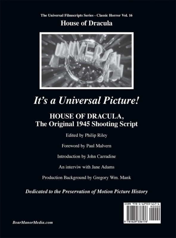 House of Dracula 1945 History Of and Shooting Script Hardcover Book - Click Image to Close