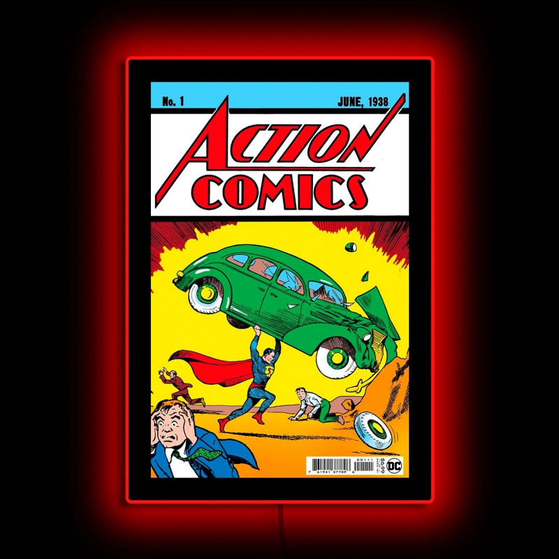 Superman Action Comics LED Light Up Poster - Click Image to Close