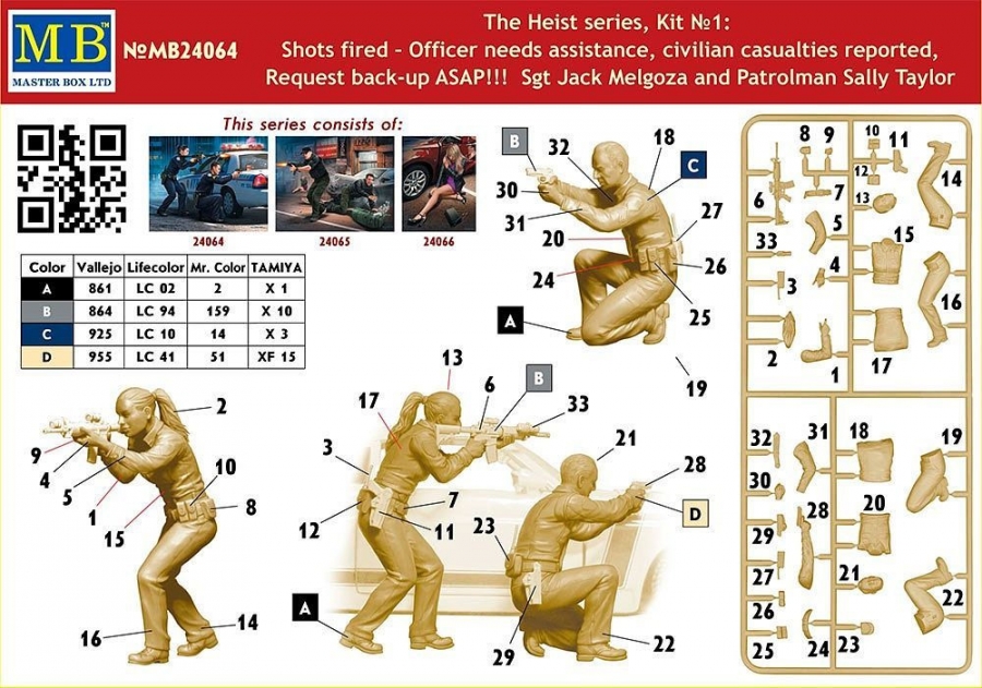 Heist Series Sgt Jack Melgoza and Patrolman Sally Taylor 1/24 Scale Model Kit by Master Box - Click Image to Close