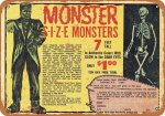 Monster Size Monsters 1967 Yellow Metal Sign 9" x 12"