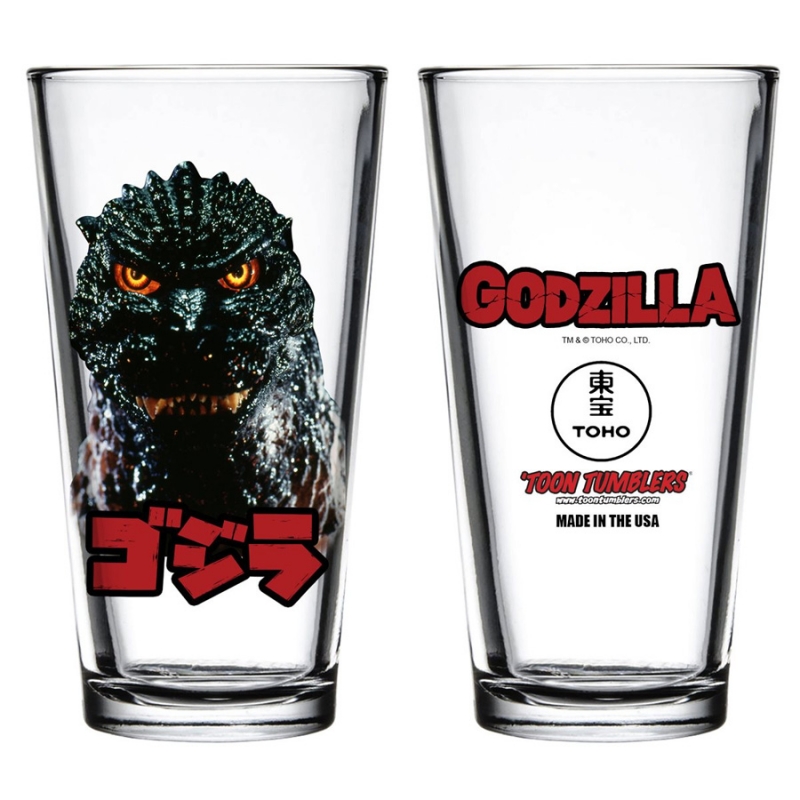 Godzilla Head Toon Tumbler Pint Glass - Click Image to Close