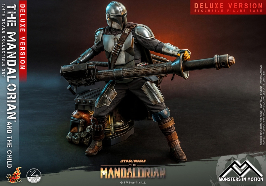 Star Wars Mandalorian and Child Deluxe 1/4 Scale Figure Collector's set by Hot Toys - Click Image to Close