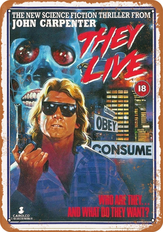 They Live 1988 Movie Poster 10" x 14" Metal Sign - Click Image to Close