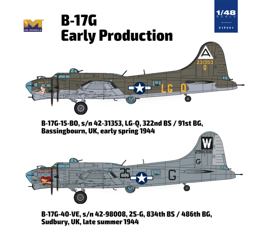 B-17G Flying Fortress Early Production 1/48 Scale Model Kit By HK Models - Click Image to Close
