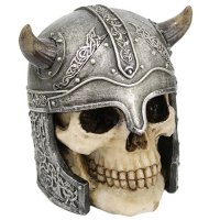 Skull 5" Warrior Skull with Small Horned Helmet