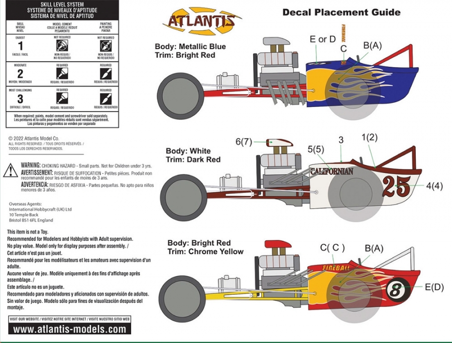 Fireball Slingshot Dragster 1/25 Scale Plastic Model Kit by Atlantis - Click Image to Close