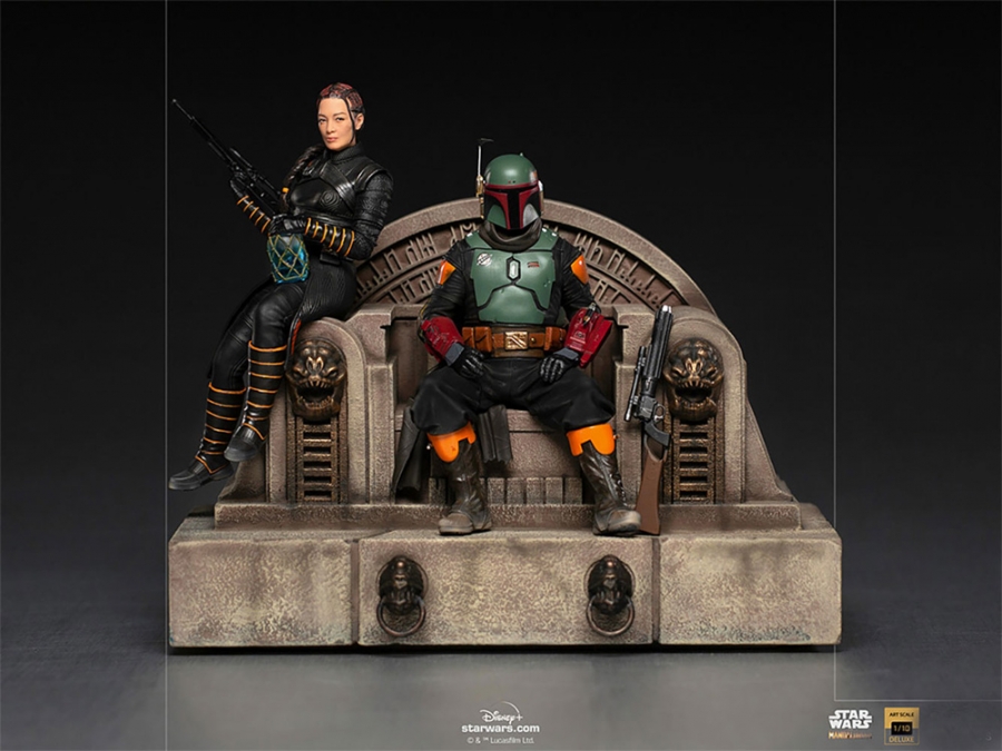 Star Wars Boba Fett & Fennec Shand on Throne Deluxe 1/10 Scale Statue - Click Image to Close