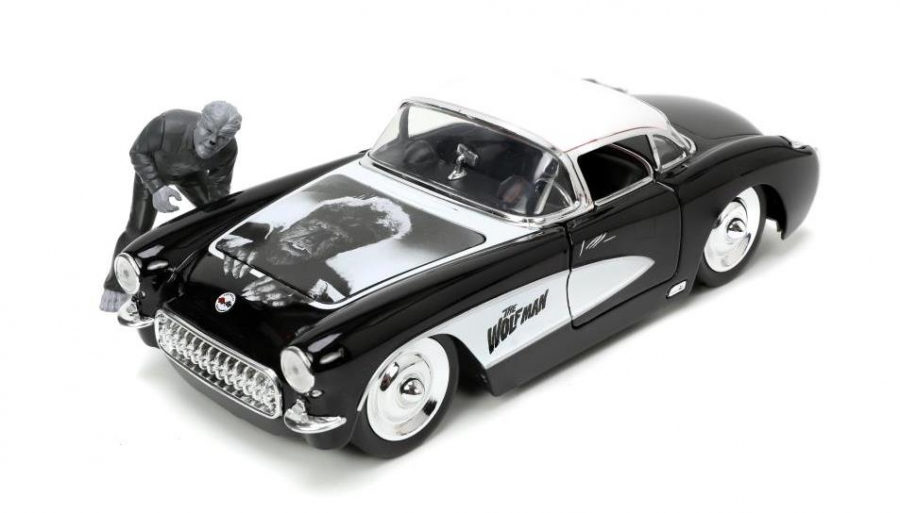 Wolfman 1957 Chevy Corvette 1/24 Scale Die-Cast Vehicle with Figure - Click Image to Close